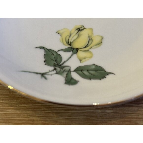KPM Krister Germany Vtg Porcelain Salad Plate Yellow Rose Gold Rim 7 3/4" - Picture 2 of 3